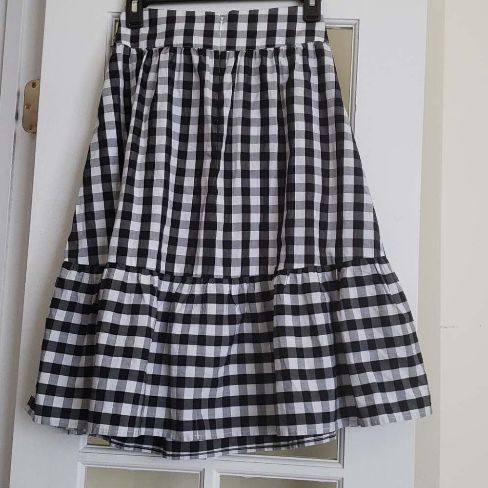 J.crew Black, White, & Gray Gingham Skirt NWT - Picture 2 of 5